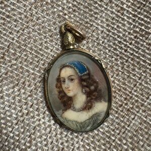 Antique miniature portrait pendant